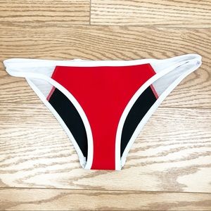 NWOT HOAKA Swimwear Neoprene Cheeky Red Mesh